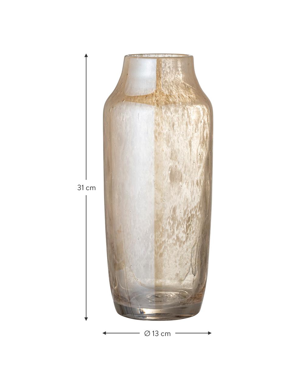 Glas-Vase Anetta in Beige, Glas, Beige, Transparent, Ø 13 x H 31 cm
