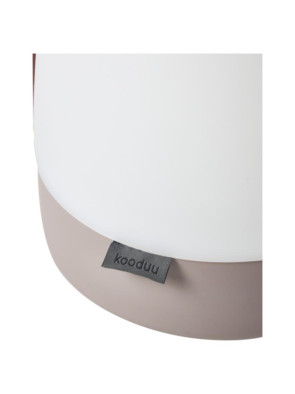 Lampada beige portatile e dimmerabile da tavolo da esterno Lite-up, Paralume: materiale sintetico, Struttura: legno, silicone, Manico: legno, Beige, bianco, marrone scuro, Ø 20 x Alt. 26 cm