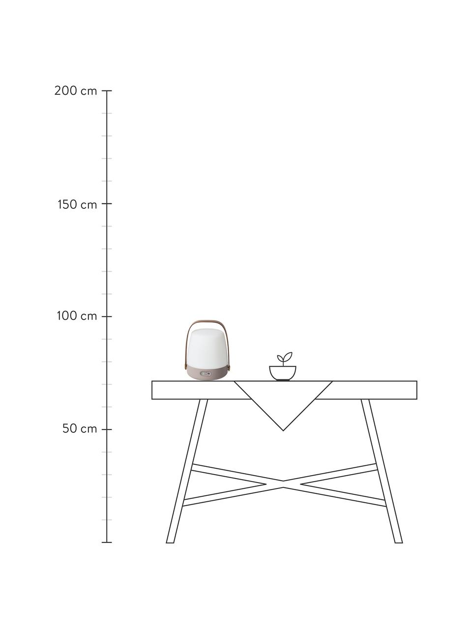 Lámpara de mesa para exterio regulable Lite-up, portátil, Pantalla: plástico, Estructura: madera, silicona, Asa: madera, Cable: plástico, Beige, blanco, marrón oscuro, Ø 20 x Al 26 cm