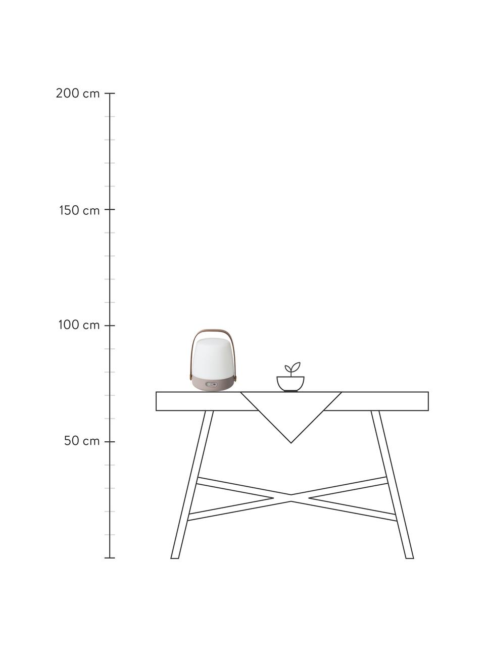 Mobile dimmbare Außentischlampe Lite-up, Lampenschirm: Kunststoff, Griff: Holz, Taupe, Ø 20 x H 26 cm