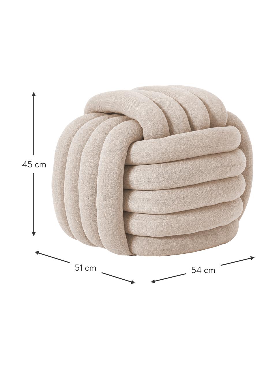 Knoten-Pouf Twist, Bezug: 100 % Baumwolle, Beige, B 54 x H 45 cm
