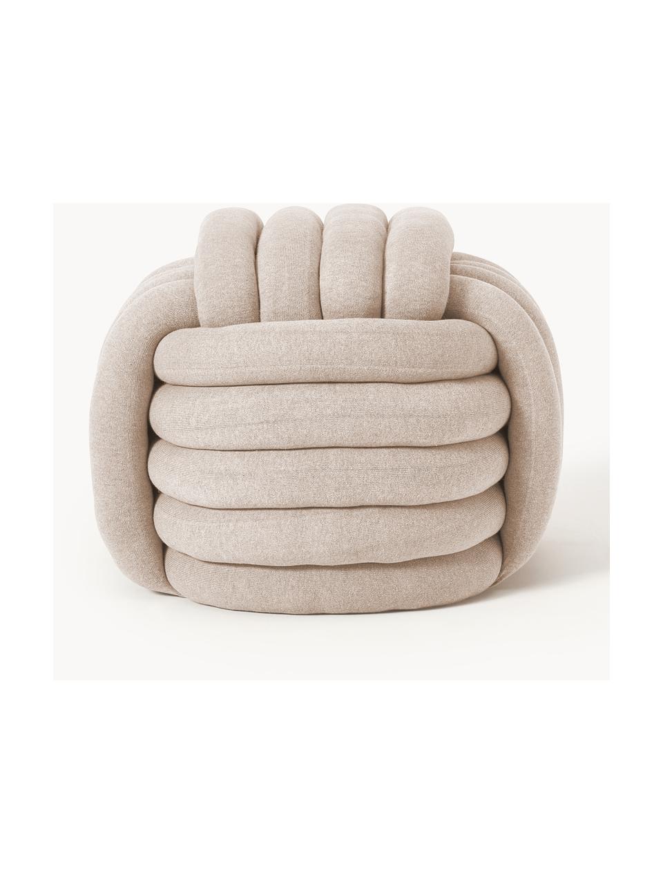 Knoten-Pouf Twist, Bezug: 100 % Baumwolle, Hellbeige, B 54 x H 45 cm