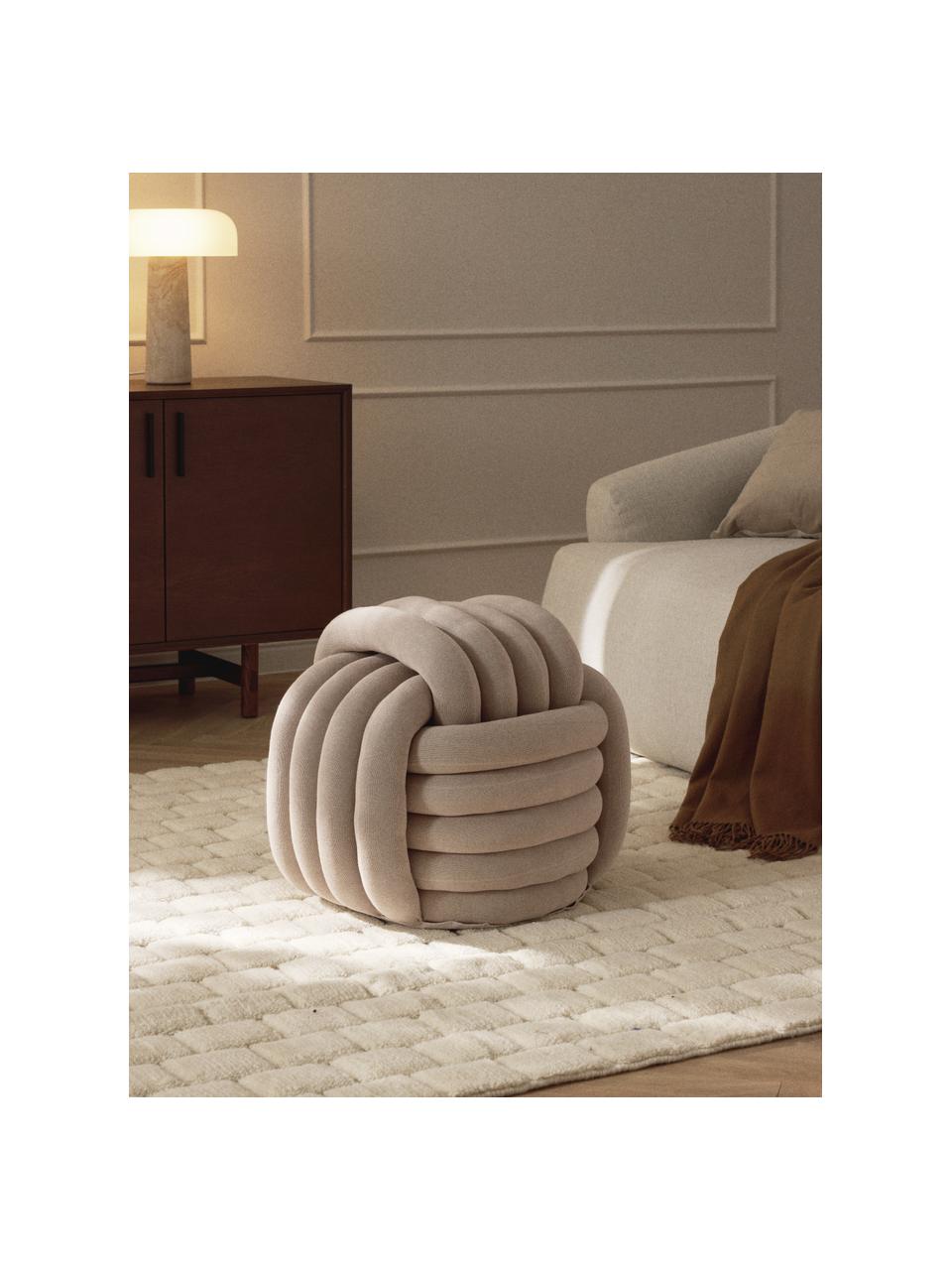 Geknoopte poef Twist, Bekleding: 100% katoen, Lichtbeige, B 54 x H 45 cm