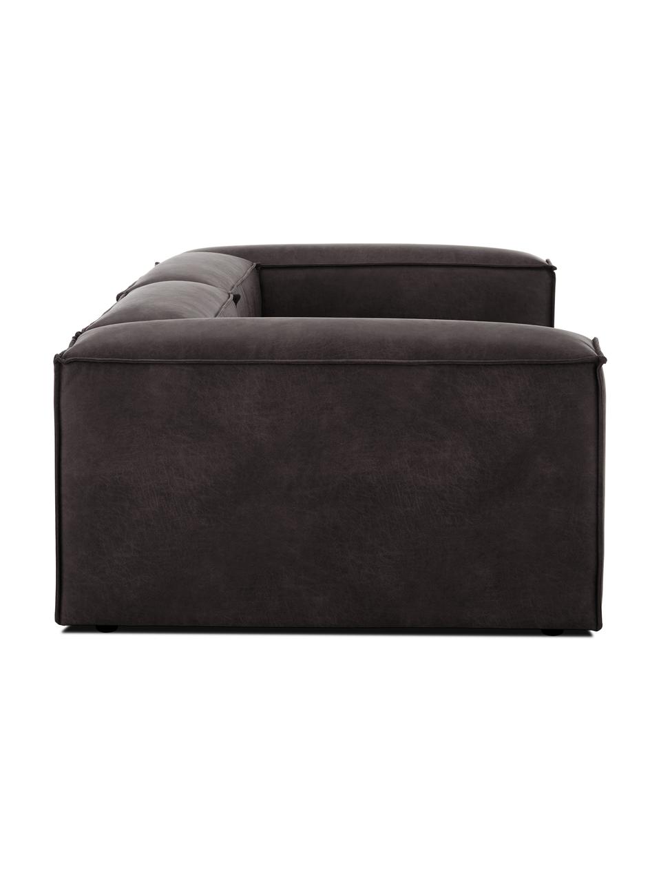 Sofa modułowa ze skóry z recyklingu Lennon (3-osobowa), Tapicerka: skóra z recyklingu (70% s, Stelaż: lite drewno, sklejka, Nogi: tworzywo sztuczne, Skóra taupe, S 238 x G 119 cm