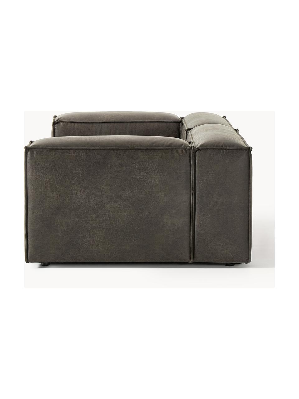 Modulares Sofa Lennon (3-Sitzer) aus recyceltem Leder, Bezug: Recyceltes Leder (70 % Le, Gestell: Massives Holz, Sperrholz, Leder Taupe, B 238 x T 119 cm