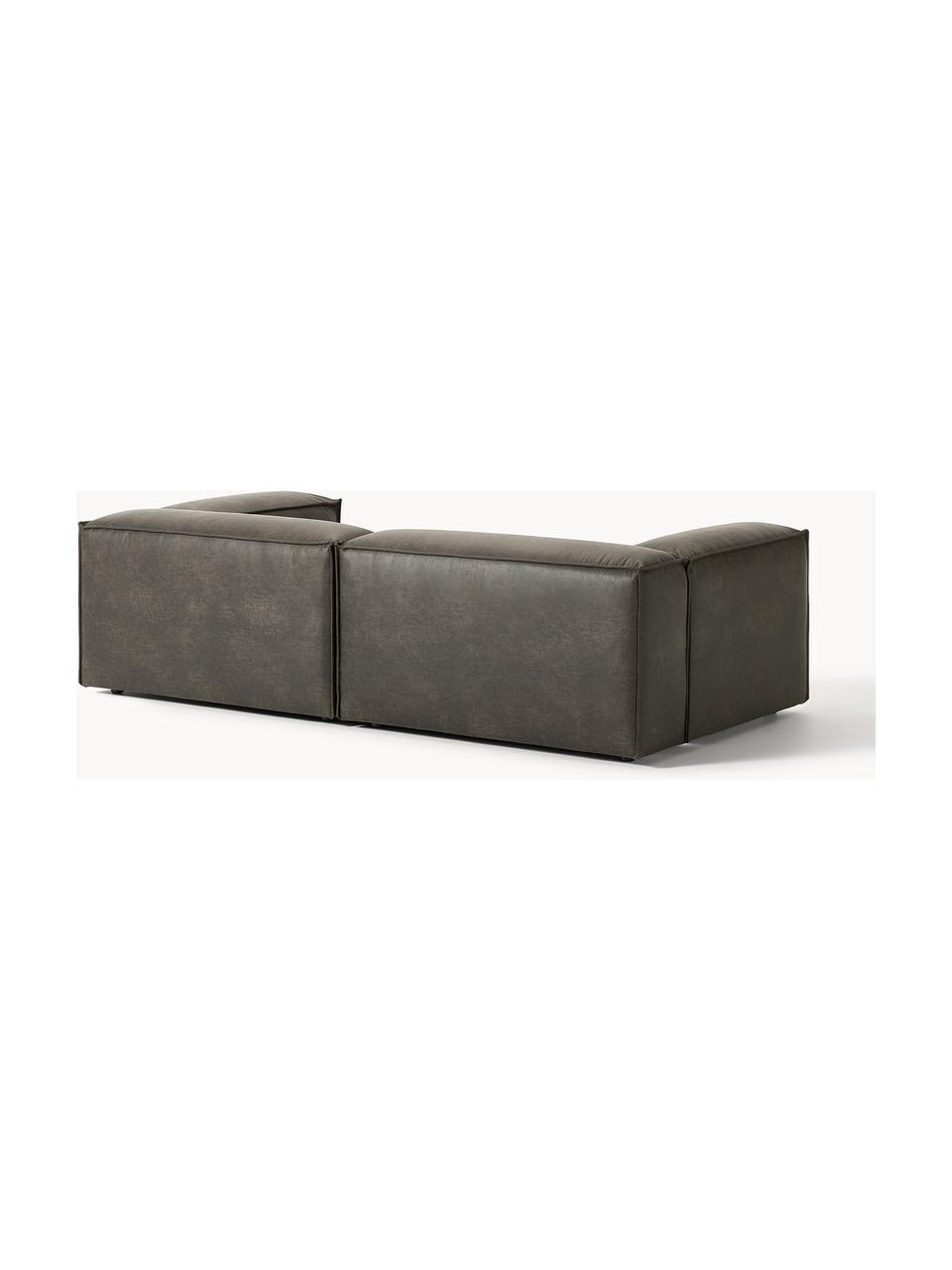 Modulares Sofa Lennon (3-Sitzer) aus recyceltem Leder, Bezug: Recyceltes Leder (70 % Le, Gestell: Massives Holz, Sperrholz, Leder Taupe, B 238 x T 119 cm