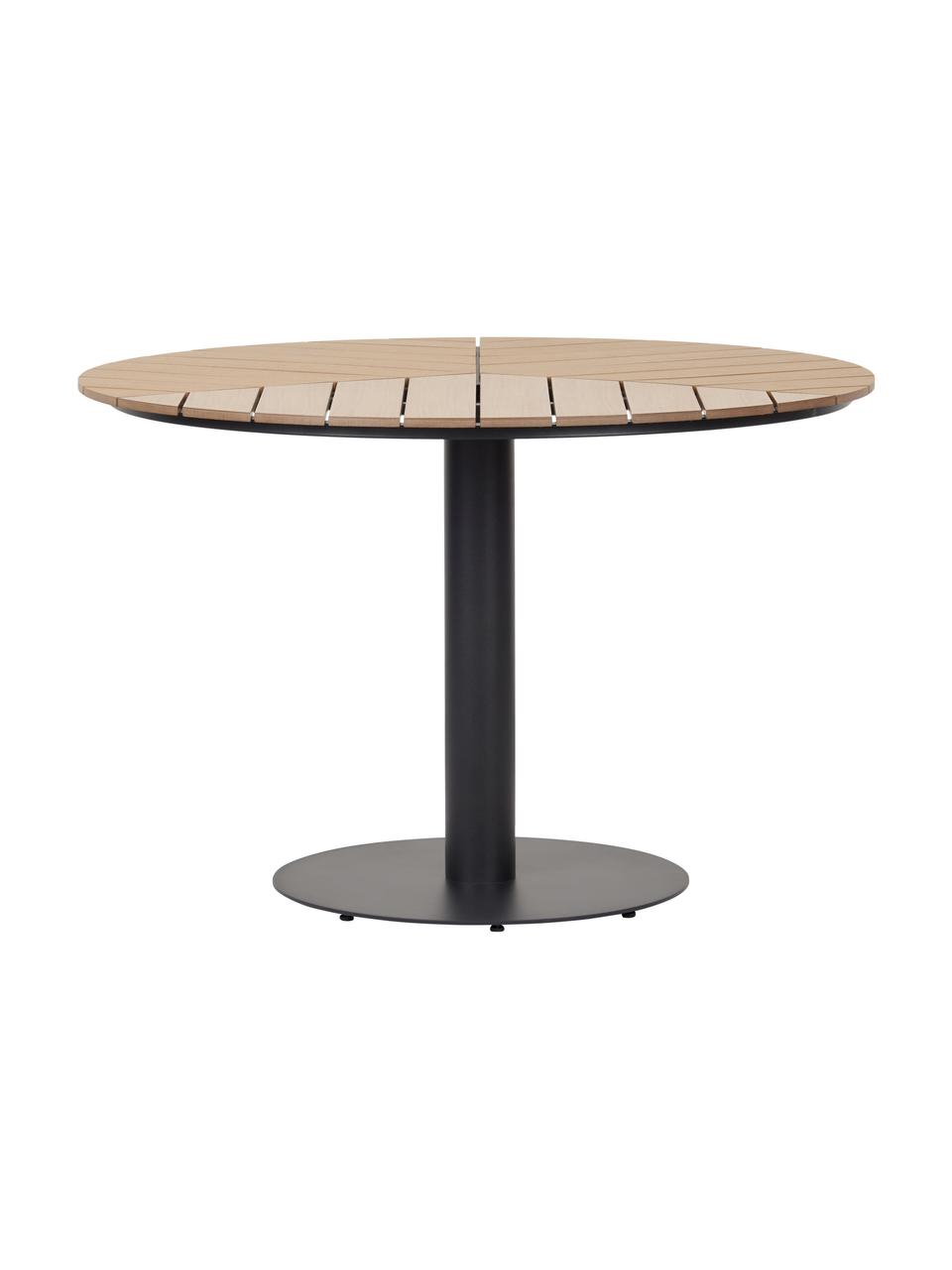 Table de jardin ronde en teck Troy, Bois de teck, noir, Ø 110 x haut. 74 cm
