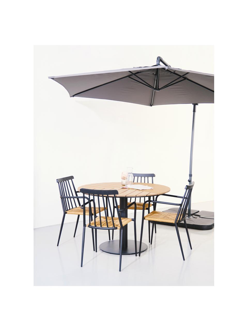 Garten-Esstisch Troy aus Teakholz, Tischplatte: Teakholz, Teakholz, Schwarz, Ø 110 x H 74 cm