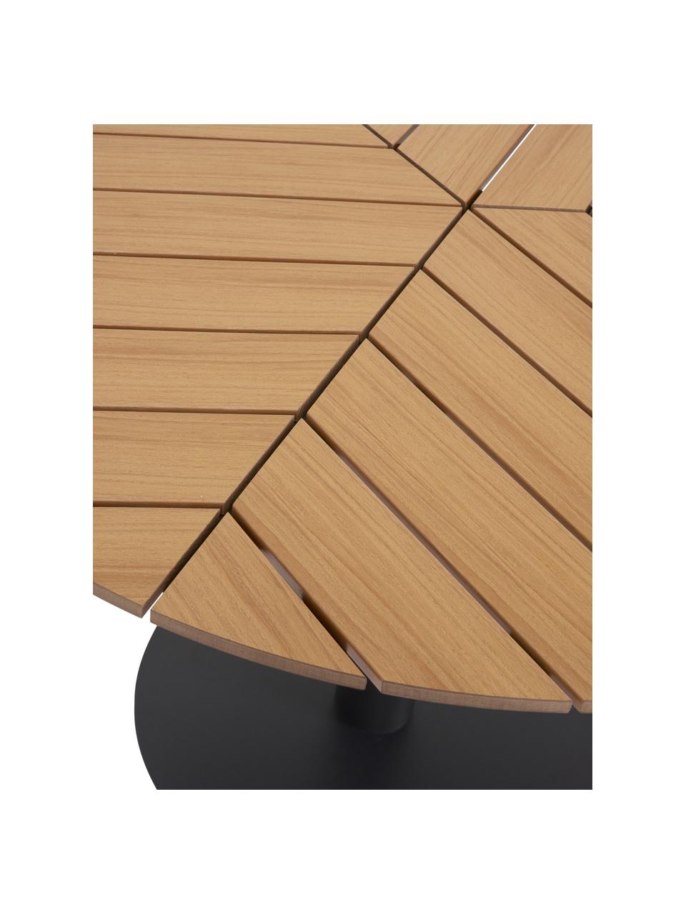 Mesa de comedor para exterior de teca Troy, Tablero: teca, Teca, negro, Ø 110 x Al 74 cm