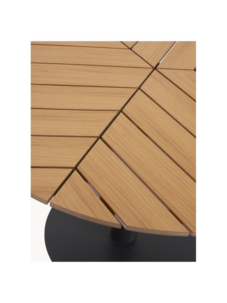 Gartentisch Troy, Tischplatte: Kunststoff, Fuß: Metall, beschichtet, Beige, Holz-Optik, Schwarz, Ø 110 x H 74 cm