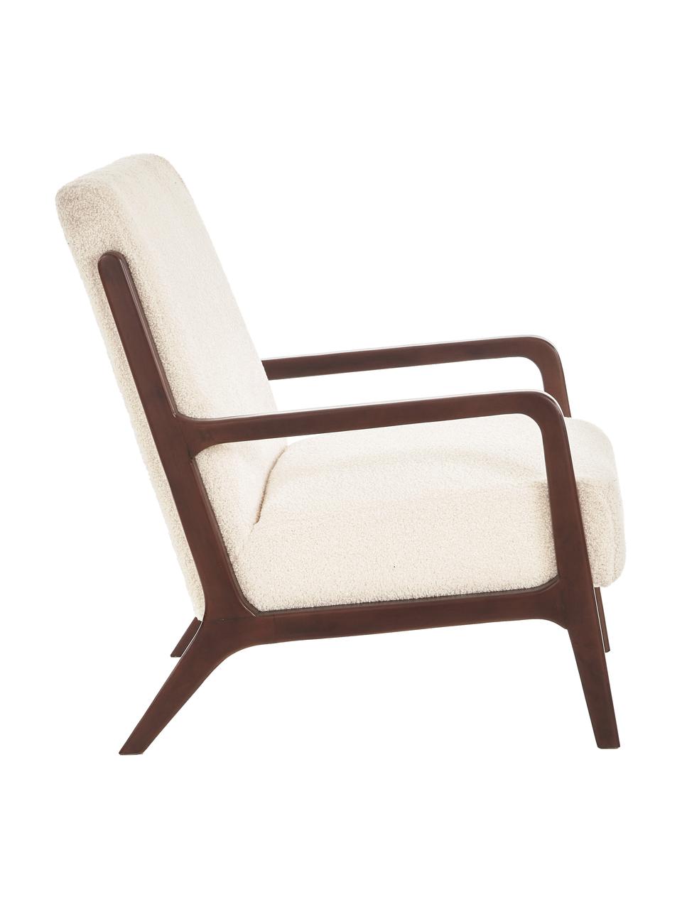 Sillón de borreguillo Naia, Tapizado: poliéster (piel sintética, Estructura: madera de roble maciza y , Blanco crudo, An 76 x F 67 cm