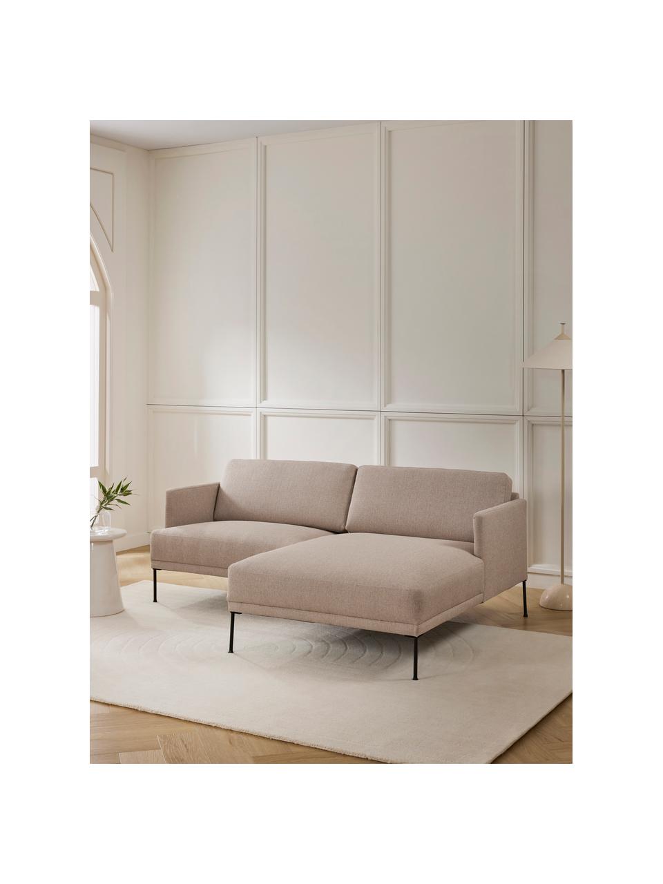 Kleines Ecksofa Fluente, Bezug: 100 % Polyester Der strap, Gestell: Massives Kiefernholz, Bir, Webstoff Taupe, B 198 x T 152 cm, Eckteil links