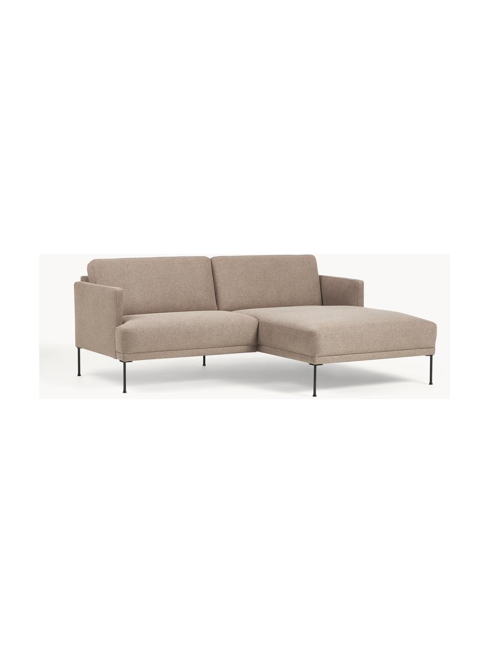 Sofa narożna Fluente, Tapicerka: 100% polipropylen Dzięki , Stelaż: lite drewno sosnowe, skle, Nogi: metal malowany proszkowo , Taupe tkanina, S 198 x G 152 cm, lewostronna