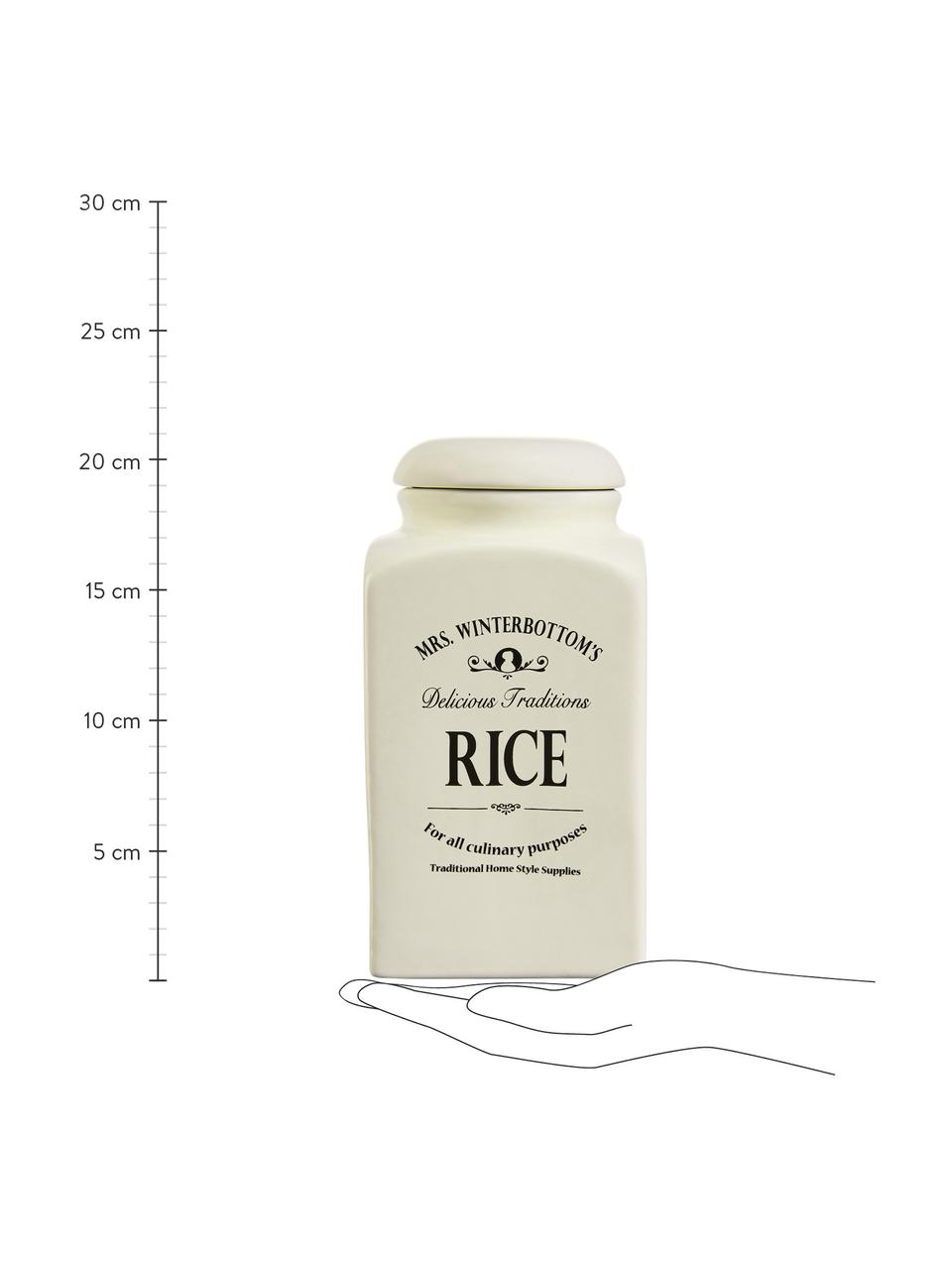 Aufbewahrungsdose Mrs Winterbottoms Rice, Steingut, Cremeweiß, Schwarz, Ø 11 x H 21 cm, 1,3 L