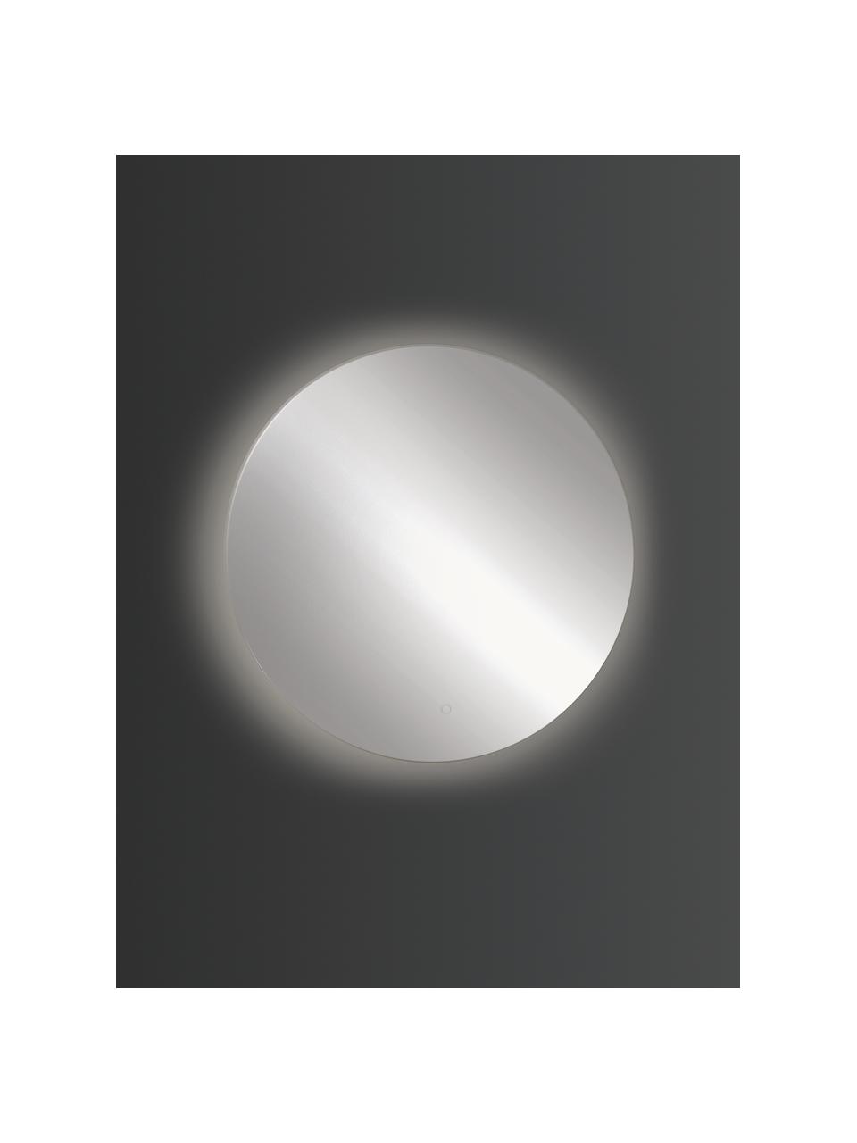 Kulaté nástěnné zrcadlo s LED podsvícením Galaxy, různé velikosti, Zrcadlové sklo, Stříbrná, Ø 60 cm