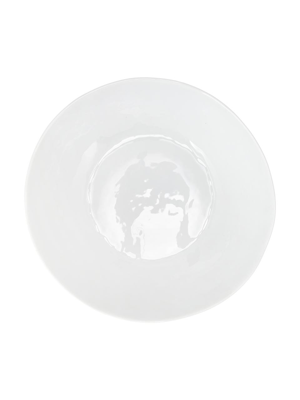 Ovale Schüssel Porcelino mit unebener Oberfläche, Porzellan, gewollt ungleichmäßig, Weiß, B 33 x T 37 cm