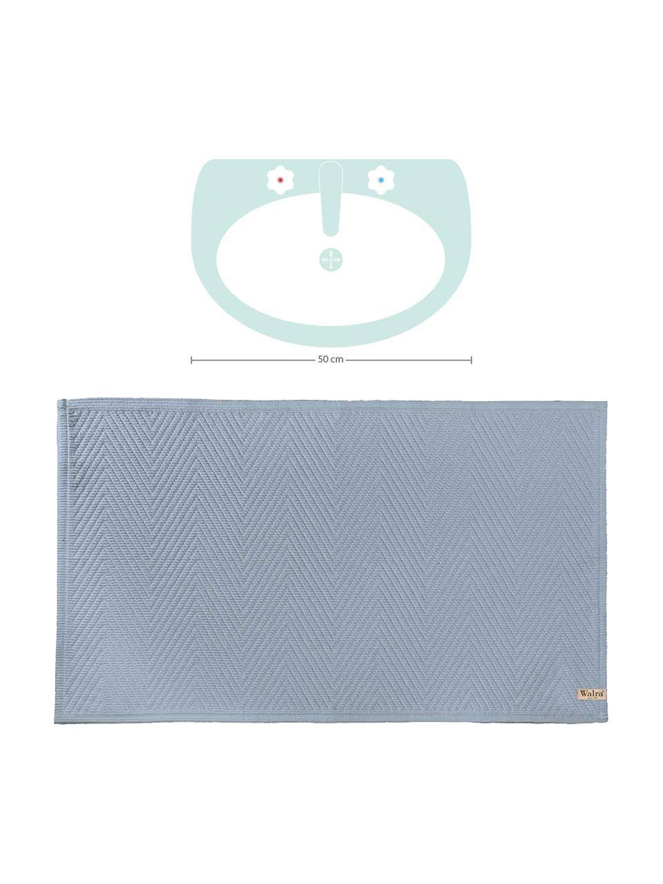 Tappeto bagno con motivo spina di pesce Soft Cotton, Cotone, Blu, Larg. 60 x Lung. 100 cm