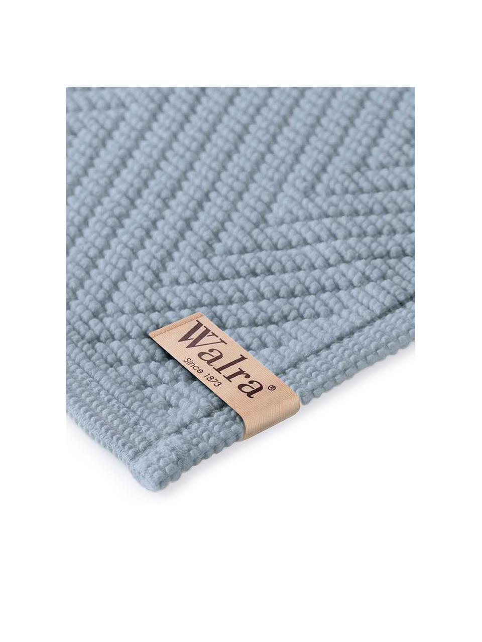 Badvorleger Soft Cotton mit Fischgrätmuster, 100% Baumwolle, Blau, 60 x 100 cm