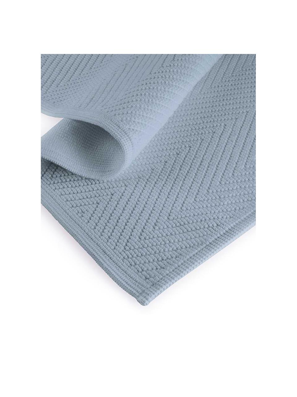 Tapis de bain coton avec imprimé chevrons Soft, Bleu