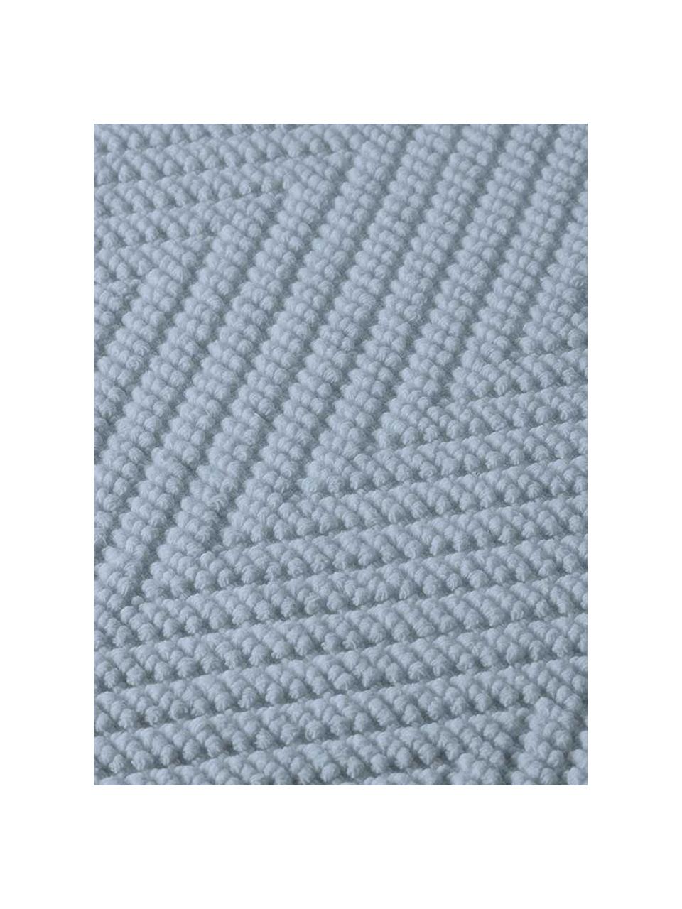 Badvorleger Soft Cotton mit Fischgrätmuster, 100% Baumwolle, Blau, 60 x 100 cm