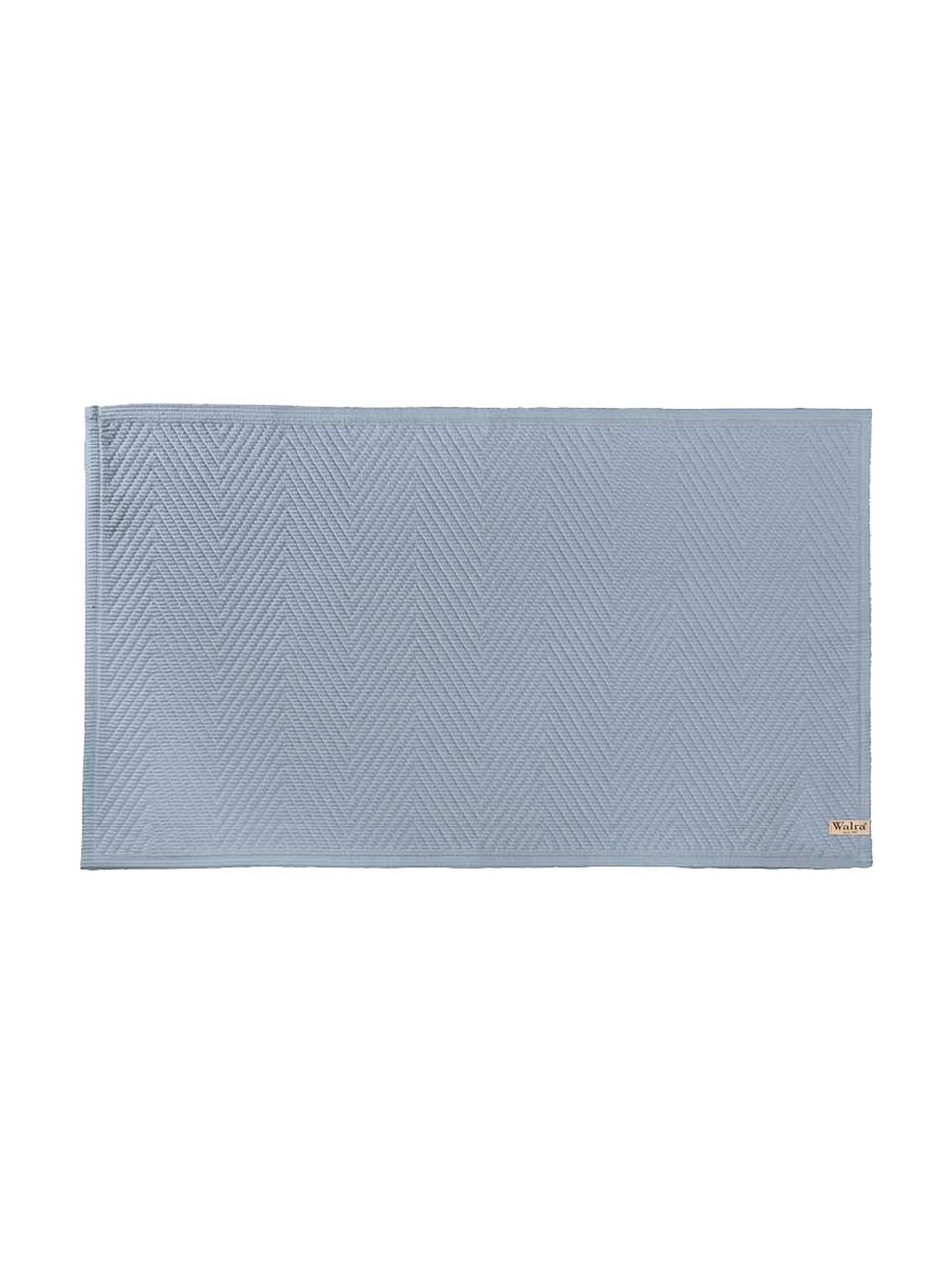 Badvorleger Soft Cotton mit Fischgrätmuster, 100% Baumwolle, Blau, 60 x 100 cm