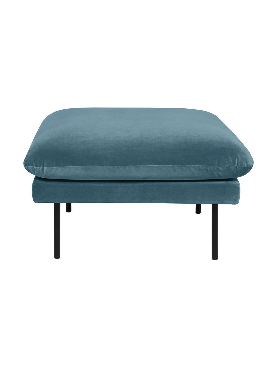 Sametová podnožka s kovovými nohami Moby, Tyrkysová, Š 78 cm, V 48 cm