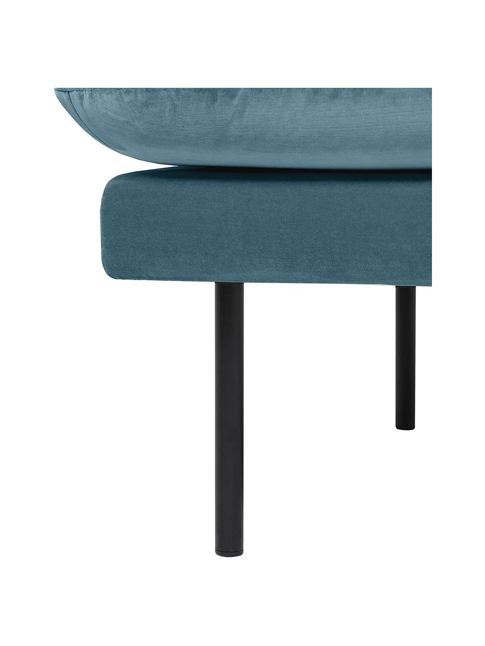 Poggiapiedi in velluto Moby, Rivestimento: velluto (rivestimento in , Struttura: legno di pino massiccio, Velluto color petrolio, Larg. 78 x Prof. 78 cm