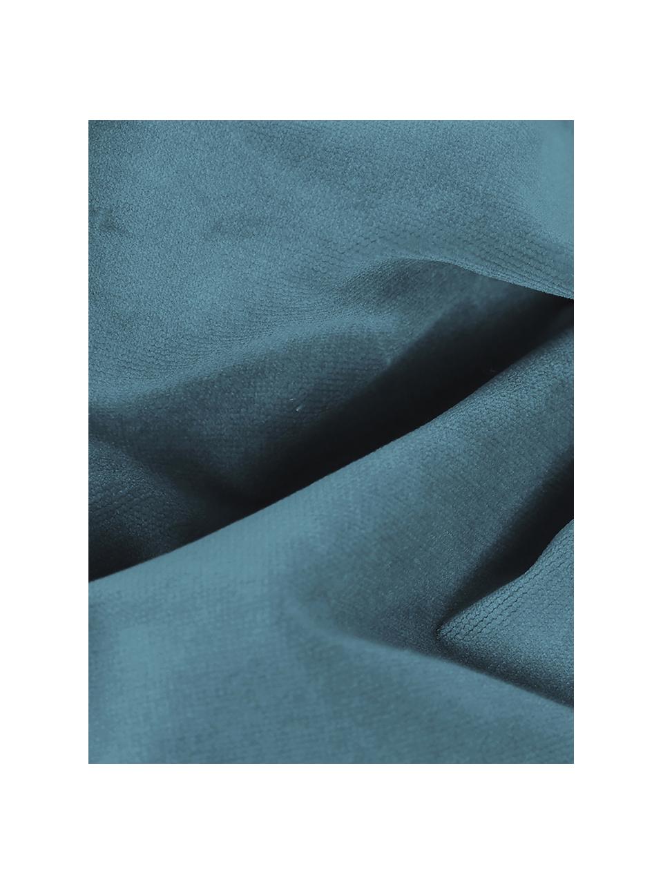 Pouf en velours Moby, Velours bleu pétrole, larg. 78 x prof. 78 cm