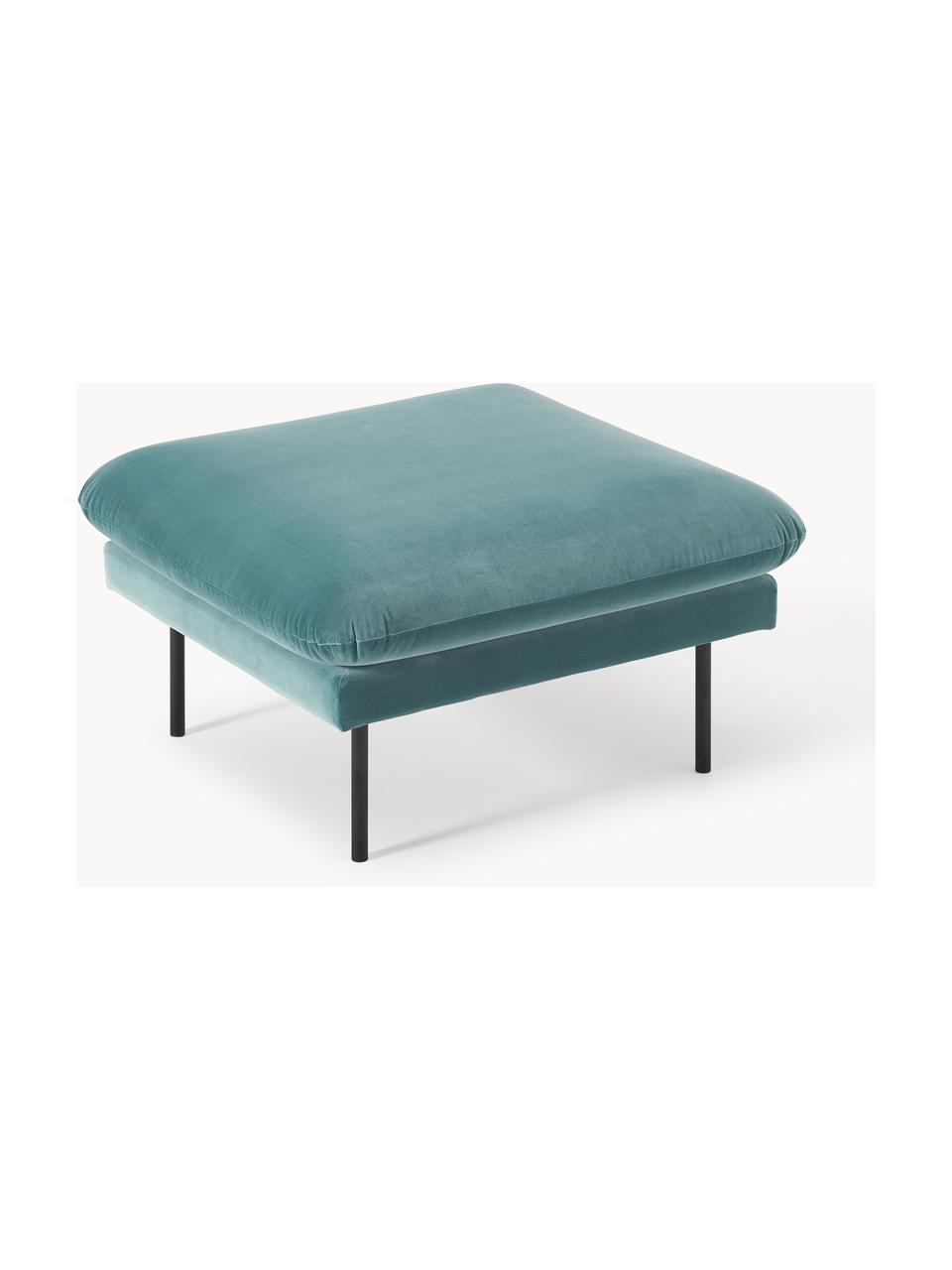 Pouf en velours Moby, Velours bleu pétrole, larg. 78 x prof. 78 cm