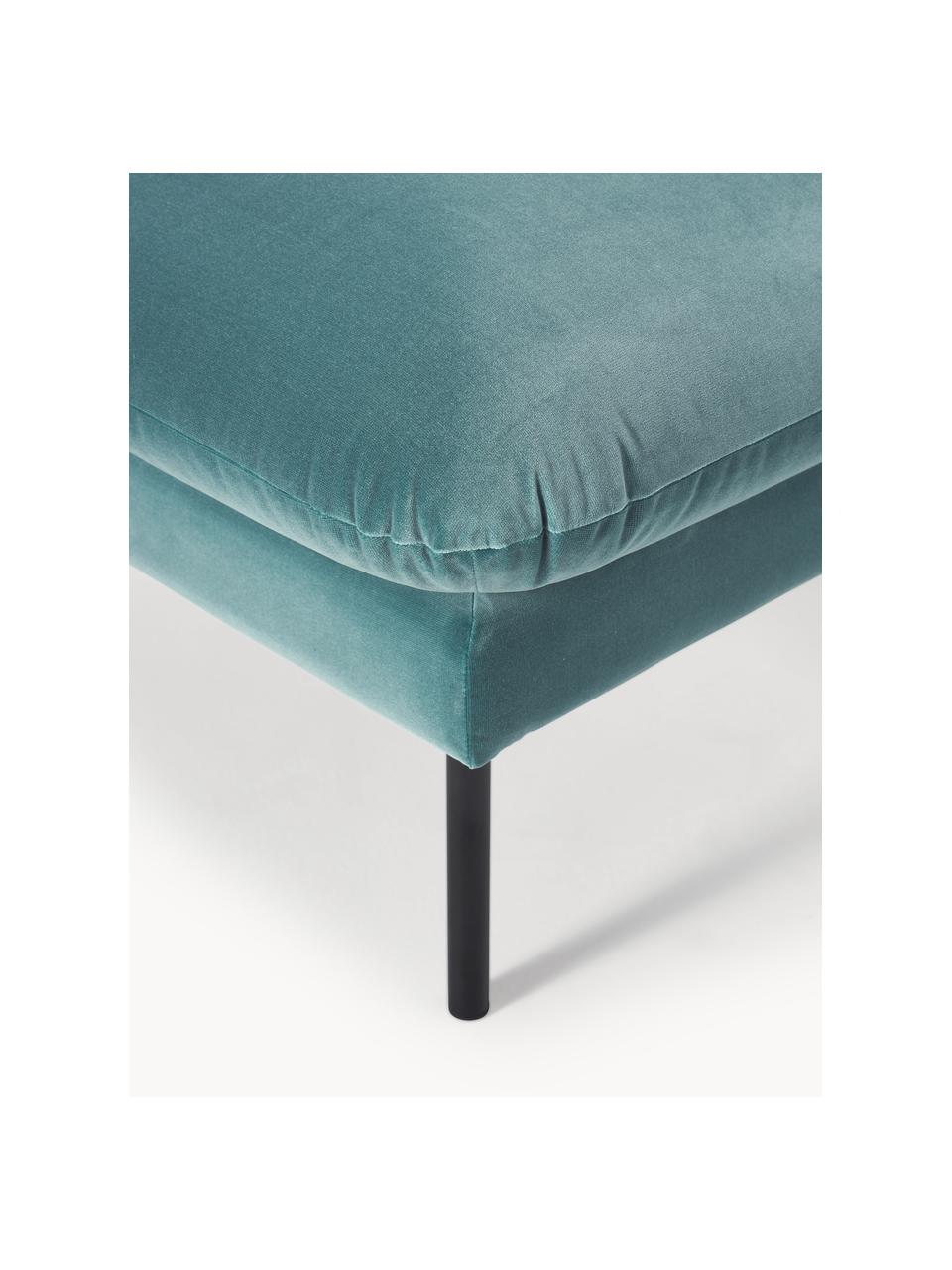 Pouf en velours Moby, Velours bleu pétrole, larg. 78 x prof. 78 cm