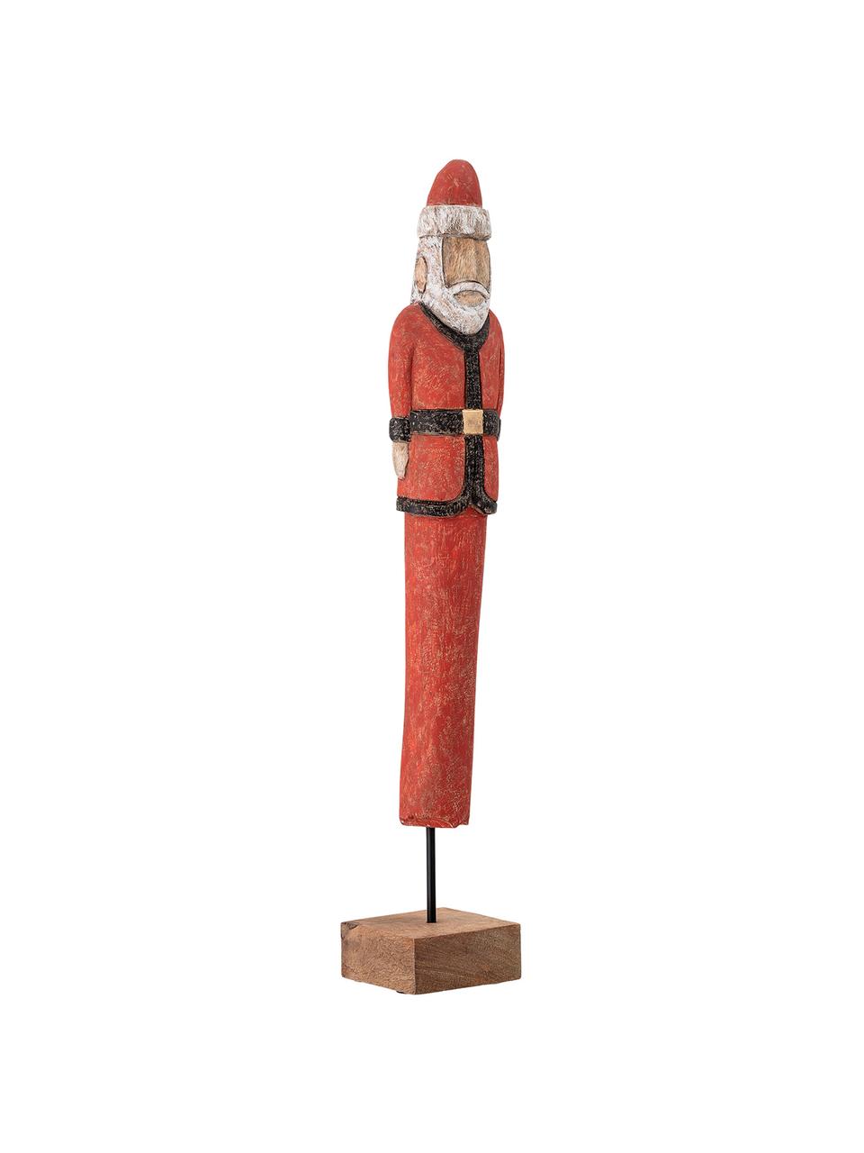 Deko-Weihnachtsmann Santa H 56 cm, Mangoholz, beschichtet, Metall, Rot, Weiß, Schwarz, Helles Holz, B 10 x H 56 cm