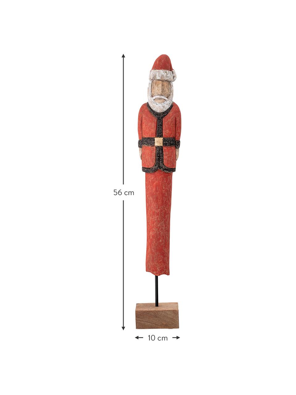 Decoratief object Kerstman, Gecoat mangohout, metaal, Rood, zwart, wit, bruin, B 10 x H 56 cm