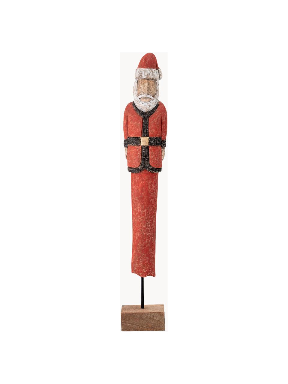 Decoratief object Kerstman, Gecoat mangohout, metaal, Rood, zwart, wit, bruin, B 10 x H 56 cm