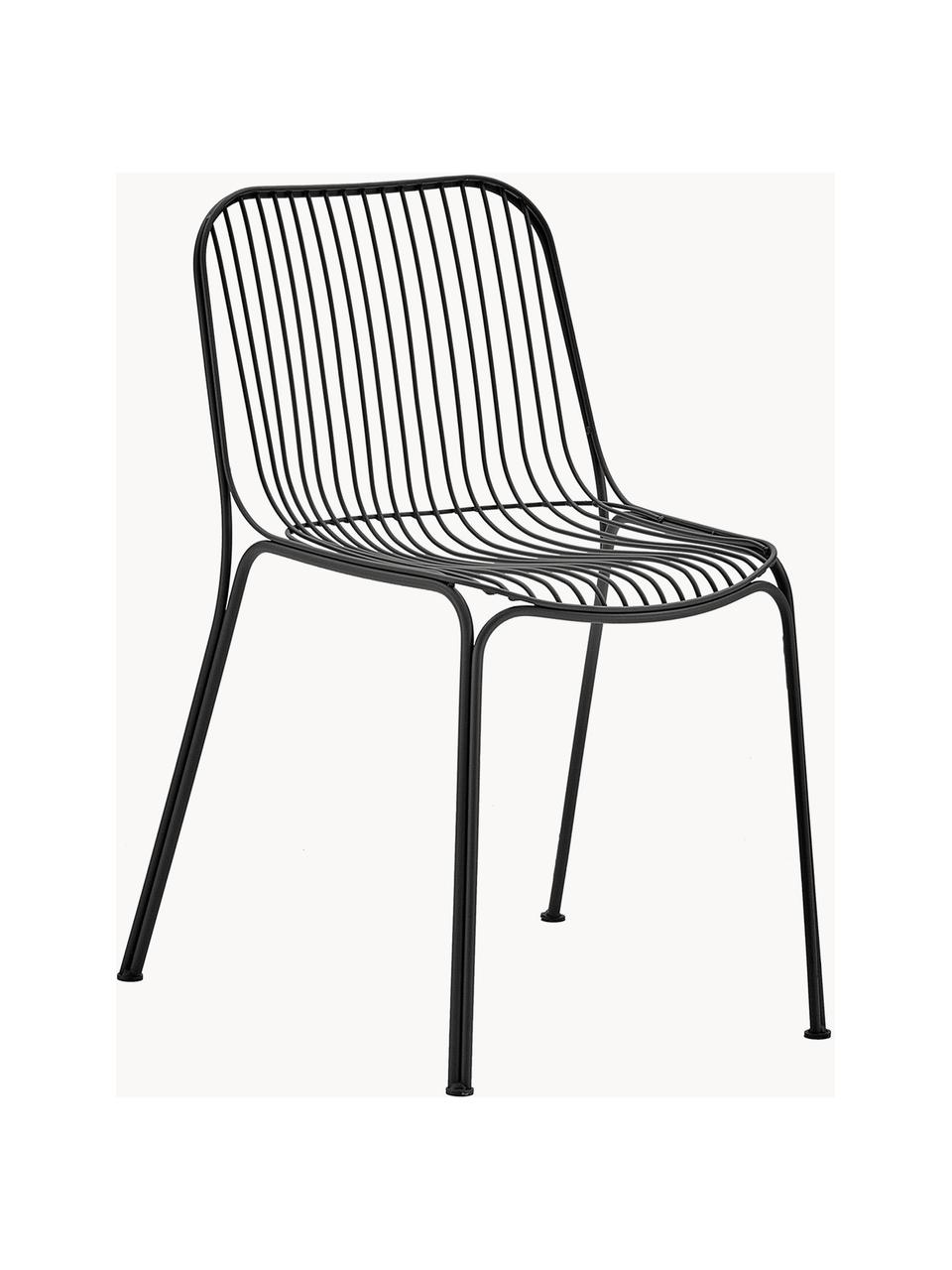 Zahradní židle s podsedákem Hiray, Pozinkovaná lakovaná ocel, Černá, Š 53 cm, V 55 cm