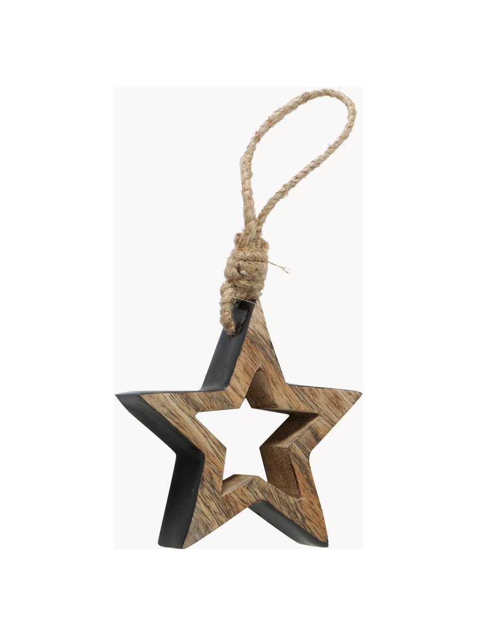 Adornos para colgar estrellas Paimio, 3 uds., Madera recubierto, Madera oscura, negro, Set de diferentes tamaños