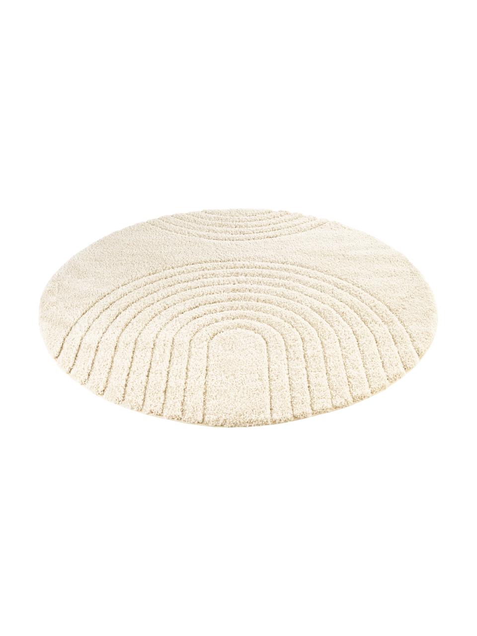 Alfombra redonda de pelo largo Norwalk, 100% polipropileno, Blanco crema, Ø 160 (Tamaño L)