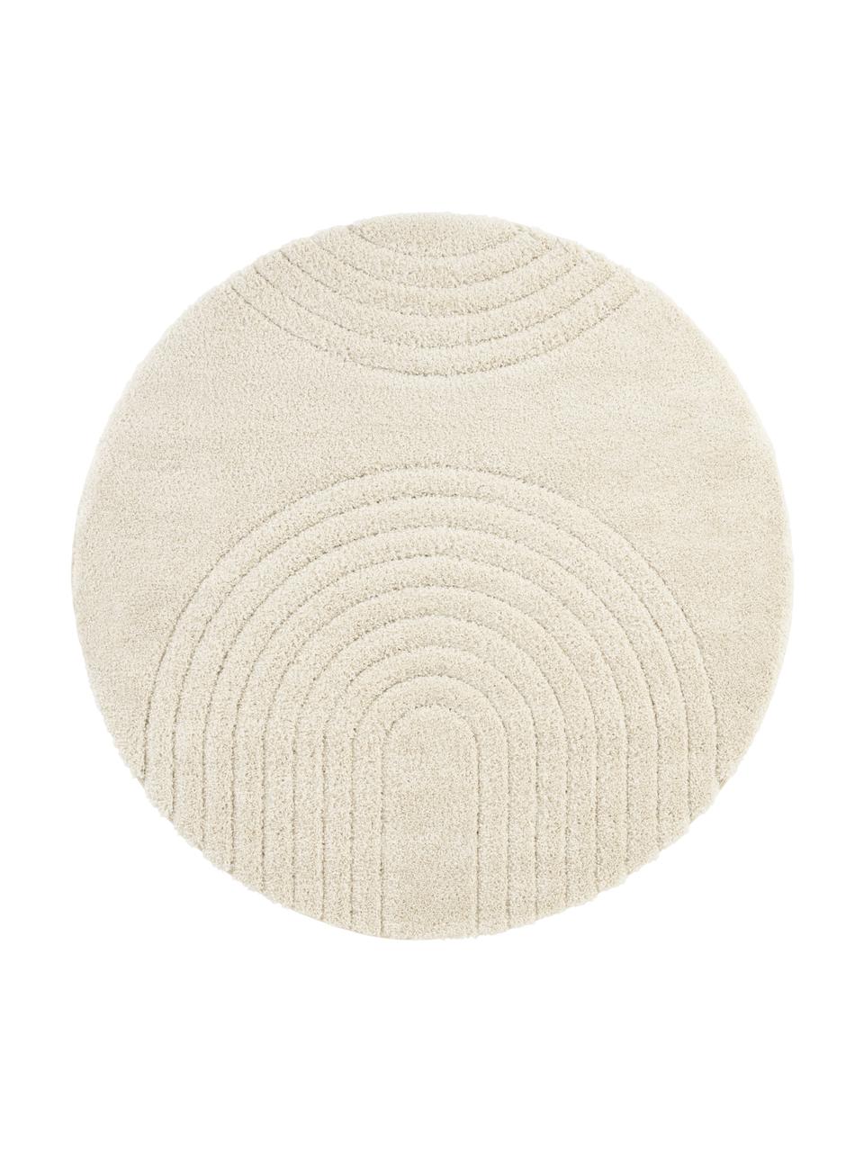 Alfombra redonda de pelo largo Norwalk, 100% polipropileno, Blanco crema, Ø 160 (Tamaño L)