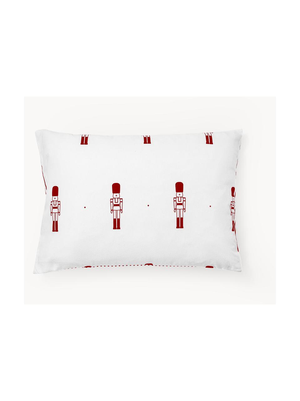 Funda de almohada doble cara de franela invernal Noan, Rojo, blanco, An 45 x L 110 cm