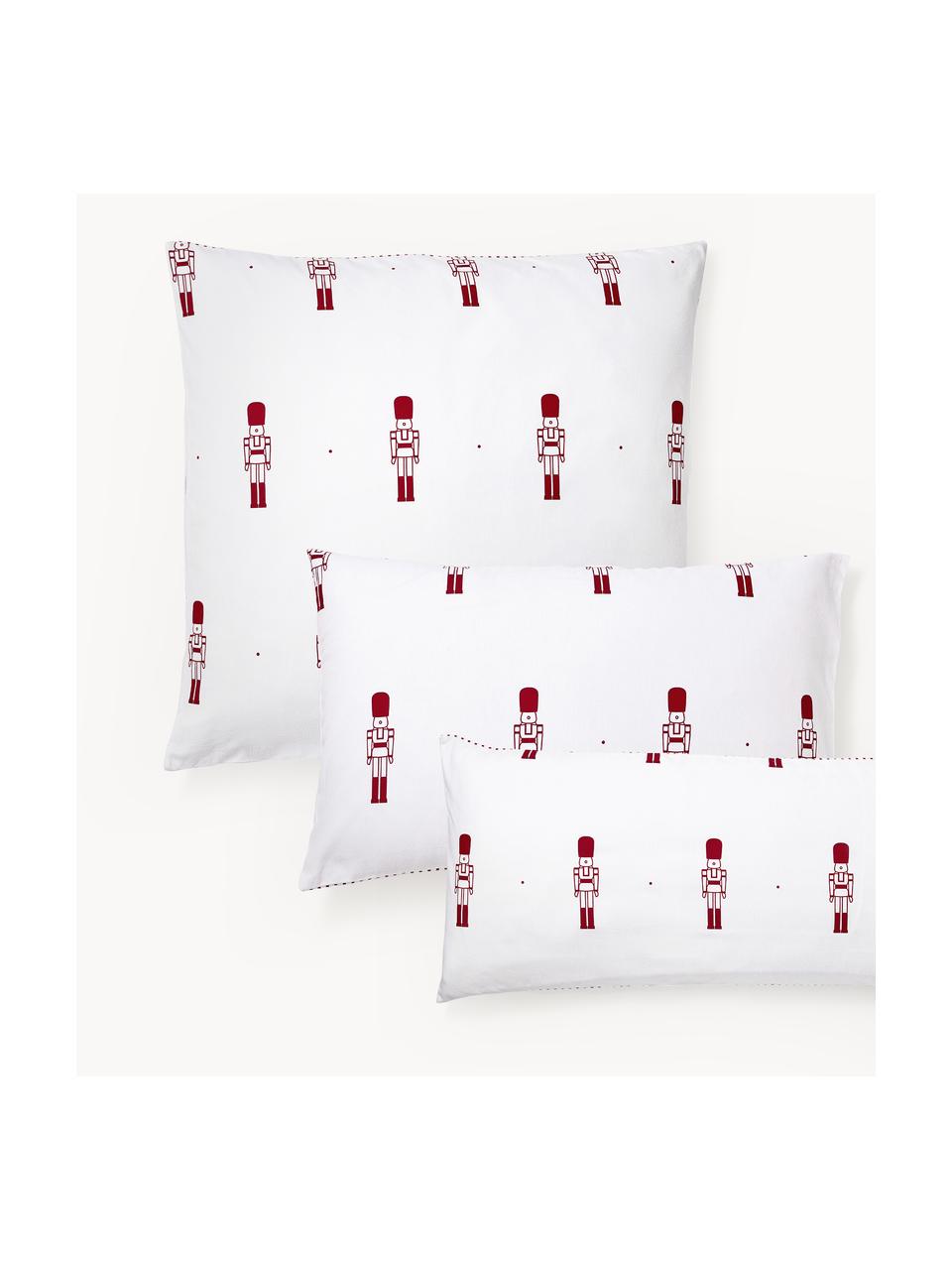 Funda de almohada doble cara de franela invernal Noan, Rojo, blanco, An 45 x L 110 cm