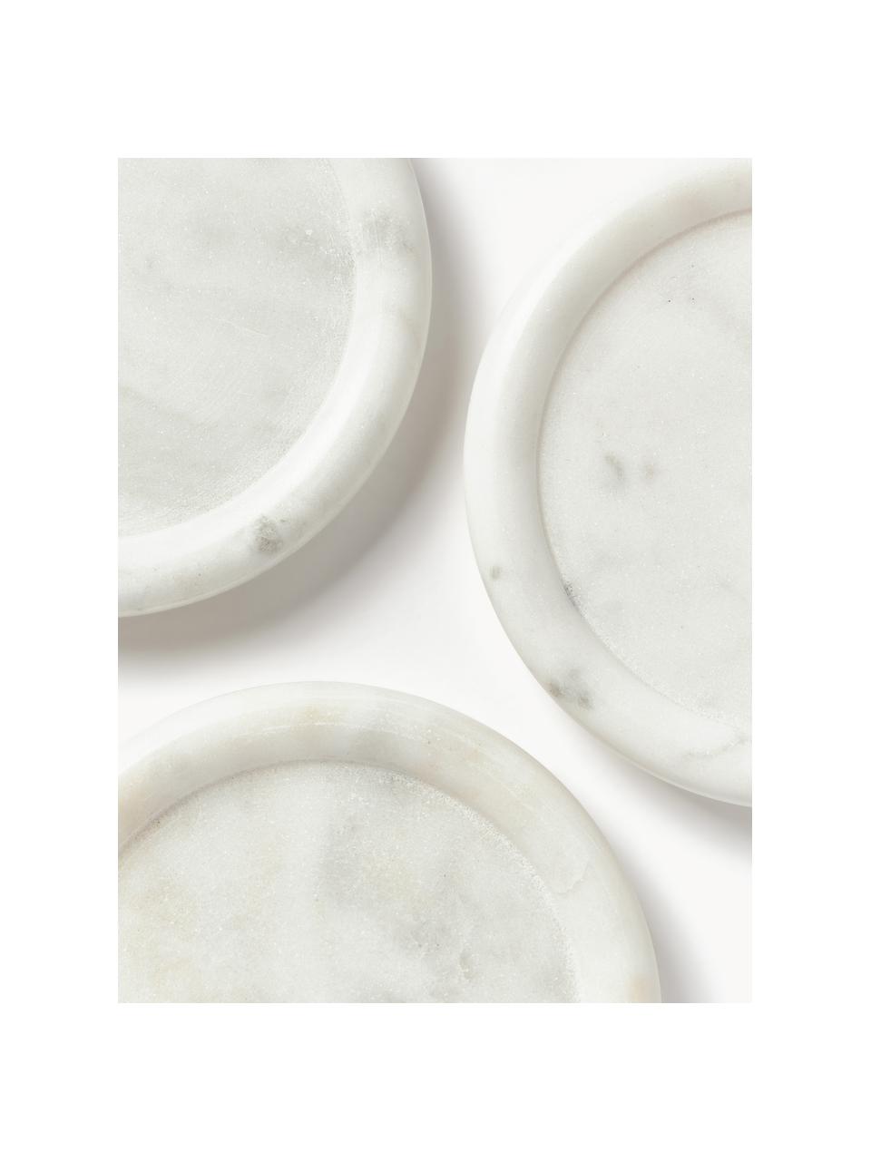 Set 4 sottobicchieri in marmo Yael, Marmo, Bianco latte marmorizzato, Ø 12 x Alt. 1.5 cm