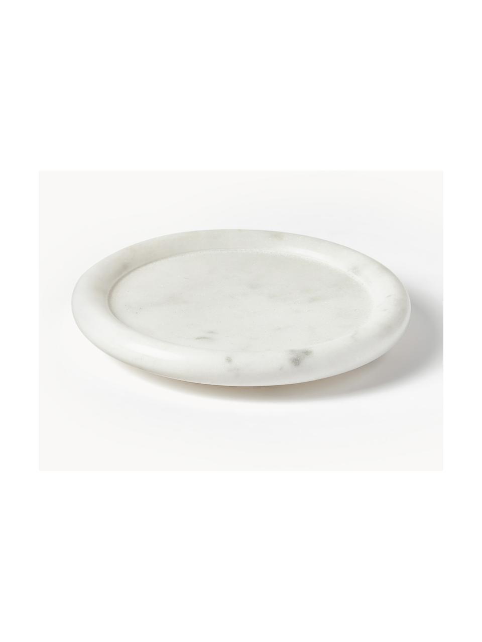 Marmeren onderzetter Yael, 4 stuks, Marmer, Gebroken wit, gemarmerd, Ø 12 x H 1,5 cm