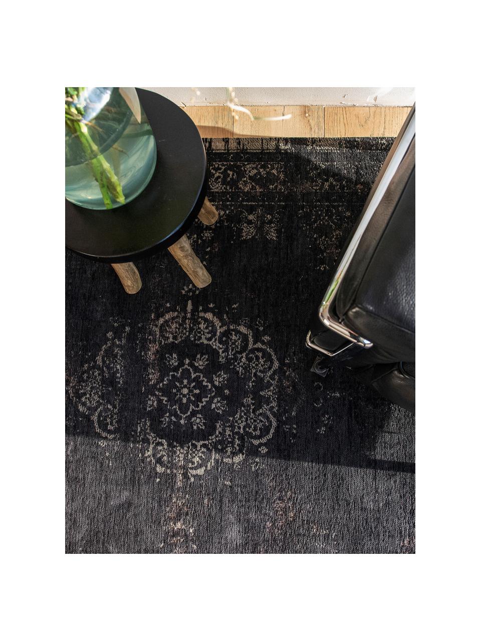 Alfombra de chenilla Medaillon, Chenilla (100% algodón), Gris oscuro, An 80 x L 150 cm (Tamaño XS)