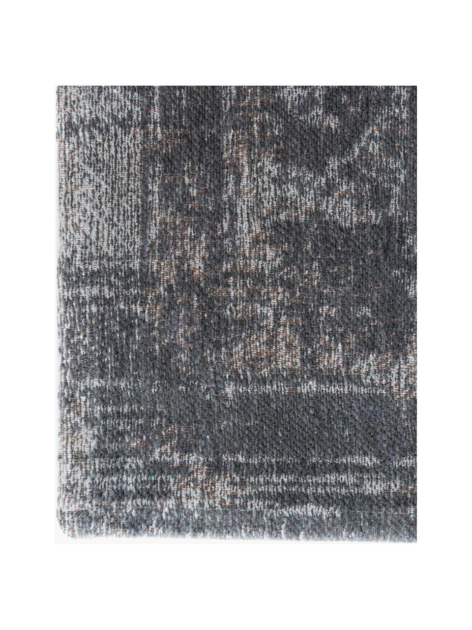 Tapis en chenille Medaillon, Fil de chenille (100 % coton), Gris foncé, larg. 80 x long. 150 cm (taille XS)