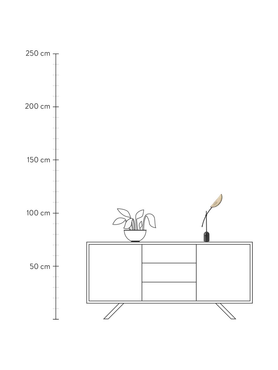 Tischleuchte Freja aus Wiener Geflecht, Lampenschirm: Rattan, Textil, Lampenfuß: Marmor, Schwarz, Hellbraun, B 56 x H 45 cm