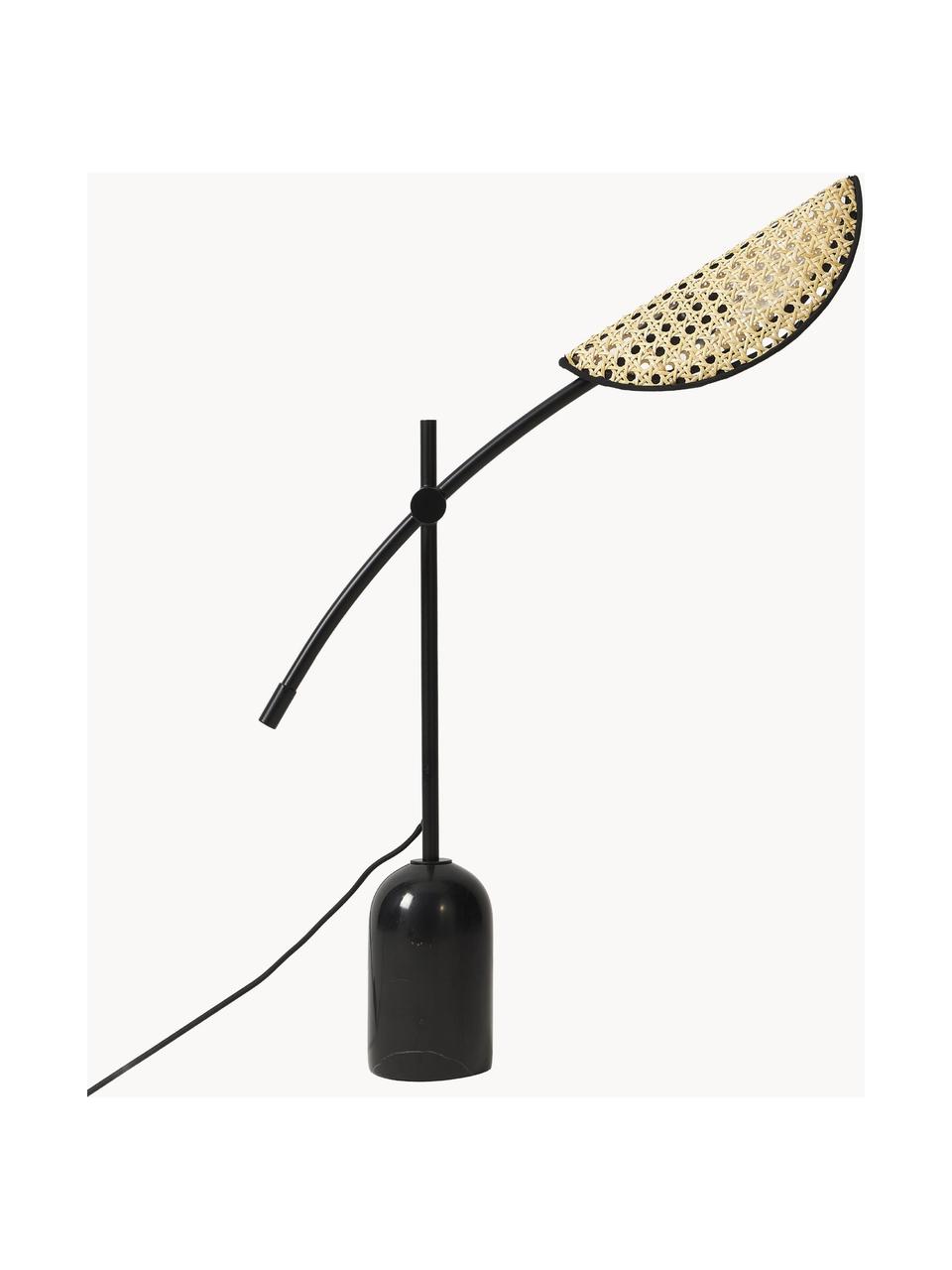 Lampa stołowa z plecionką wiedeńską Freja, Czarny, jasny brązowy, S 56 x W 45 cm