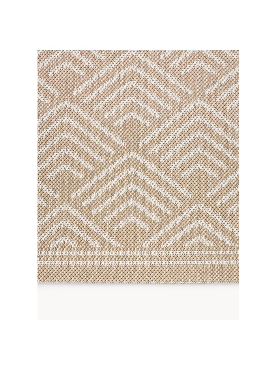 In- & outdoor vloerkleed Milano met grafisch patroon, Bovenzijde: 70% gerecycled polypropyl, Beige, wit, B 160 x L 230 cm (maat M)