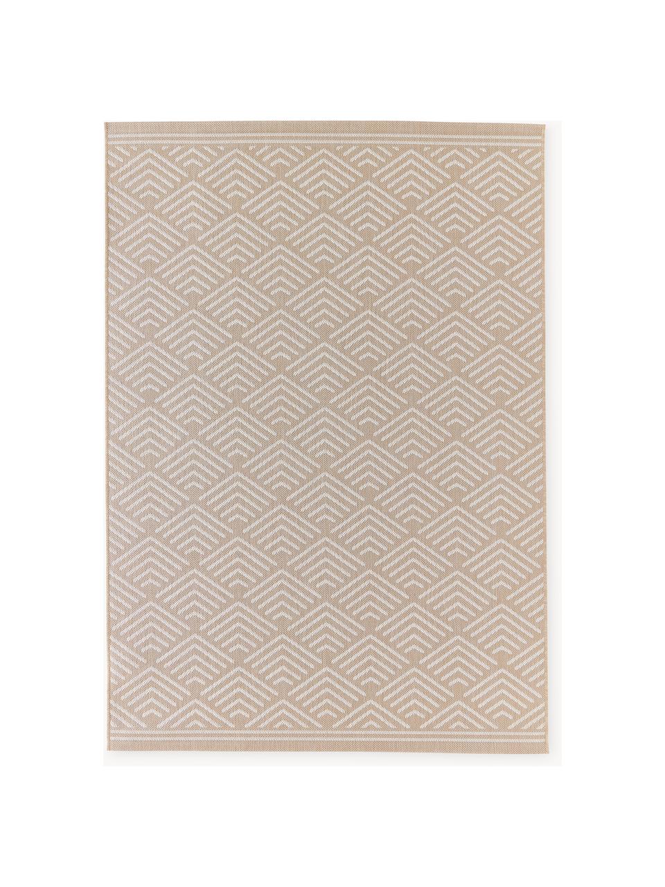 In- & outdoor vloerkleed Milano met grafisch patroon, Bovenzijde: 70% gerecycled polypropyl, Beige, wit, B 80 x L 150 cm (maat XS)
