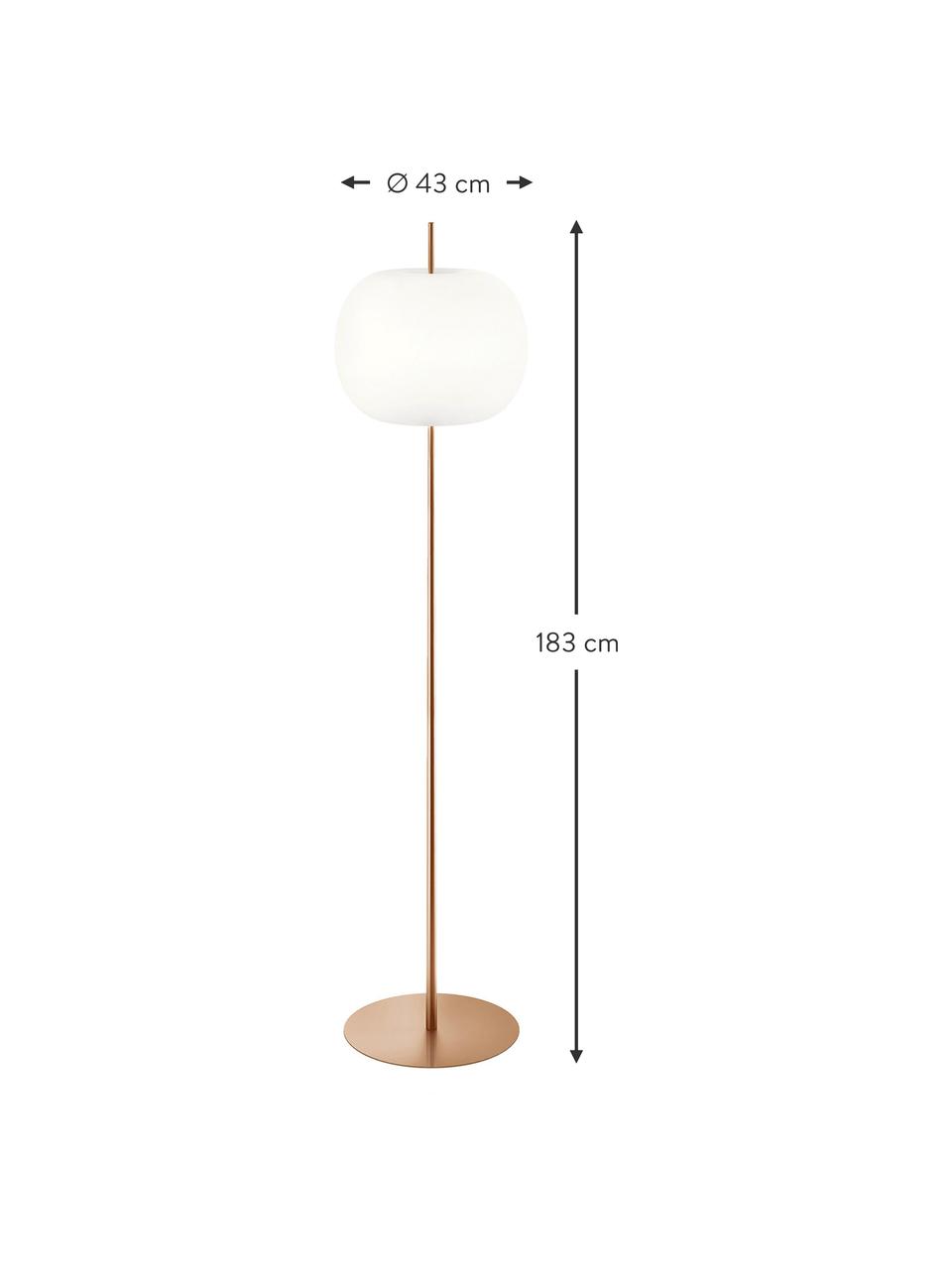Lampa podłogowa ze szkła dmuchanego z funkcją przyciemniania Kushi, Odcienie miedzi, W 183 cm