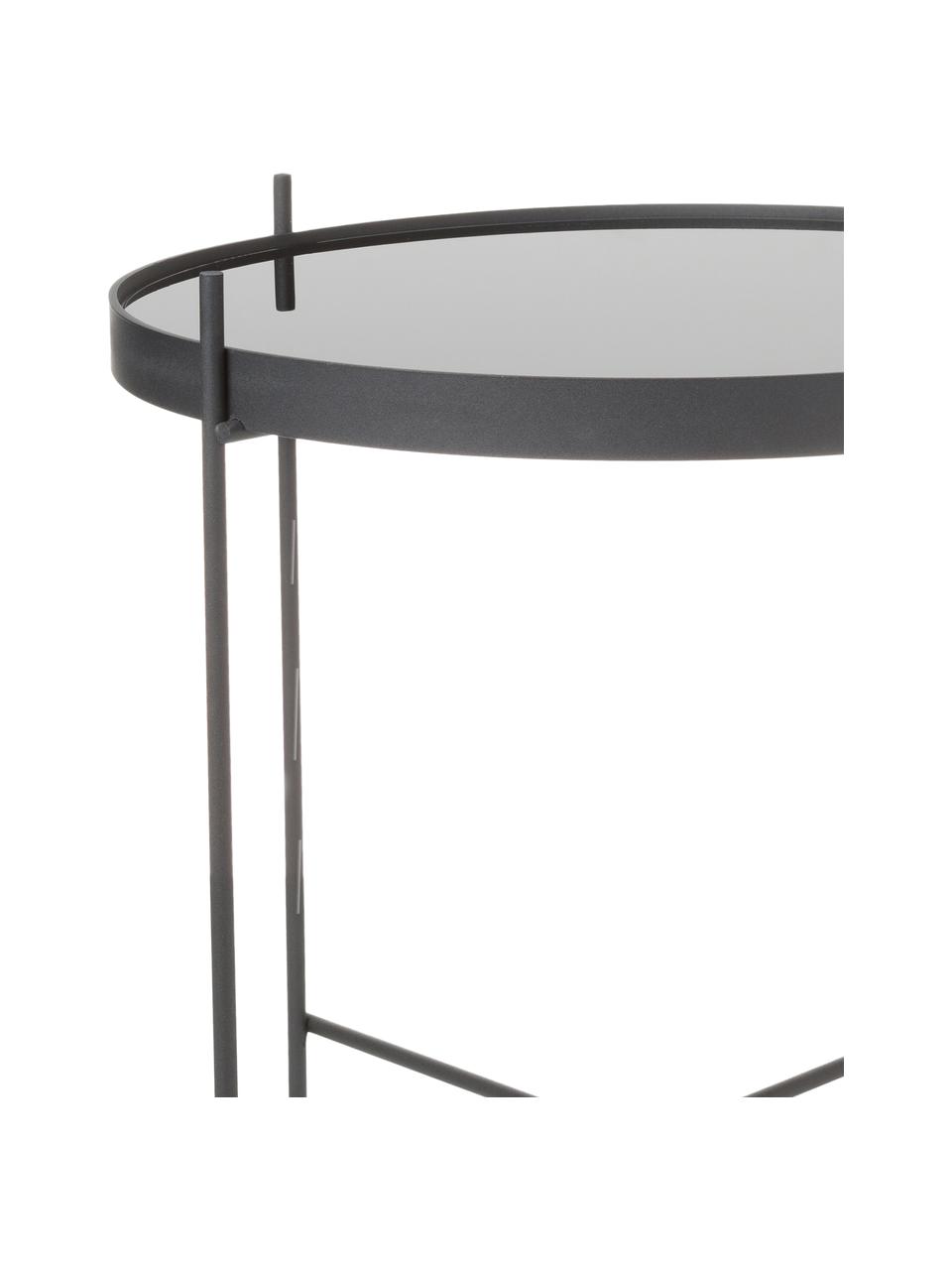 Tavolino pieghevole con piano in vetro Cupid, Struttura: ferro verniciato a polver, Nero, Ø 43 x Alt. 45 cm