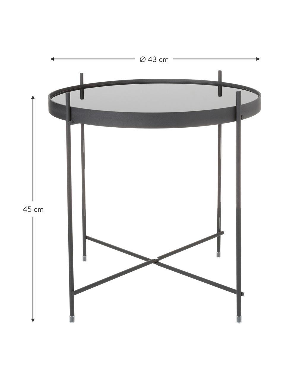 Mesa auxiliar Cupid, tablero de cristal, Estructura: hierrocon pintado en polv, Tablero: vidrio negro, Negro, Ø 43 x Al 45 cm